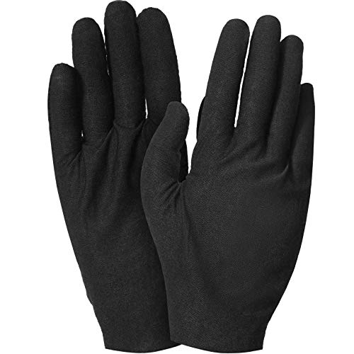 2 Pares de Guantes de Algodón Guantes Hidratantes Guantes Elásticos Suaves Guantes de Trabajos para Cuidado de Piel Manos Secos Inspección de Joyas y Más, Talla Única (Negro)