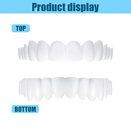 2 Pares Dientes Cosméticos Dentadura Postiza Dientes de Silicona Dental de Carilla Instantánea Diente de Prótesis Temporal de Blanquear Diente Falso Superior Inferior Cobertura de Aparato