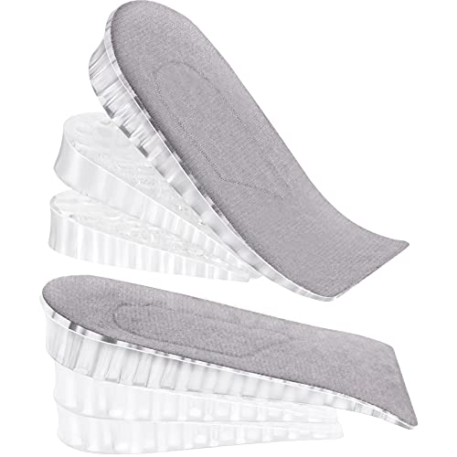 2 Pares Insertas de Elevación de Talón Plantillas de Aumento Altura Invisible Plantillas Siliconas de Soporte Talón de 3 Capas Almohadillas de Zapatos de Altura Cojín de Pies (Gris)