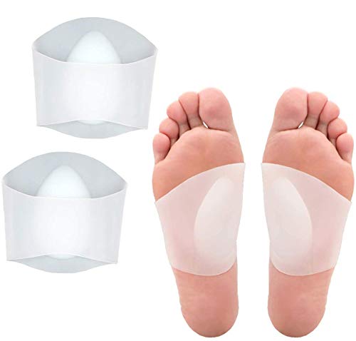 2 pares plantillas de gel para el arco del pie，Mnioky plantillas de gel suave para el apoyo y alivio del dolor para pies planos y fascitis plantar Almohadillas de gel para espolones del talón