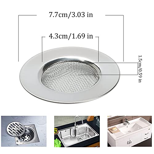 2 Piezas Bañera Fregadero Filtro, Acero Inoxidable Bañera Filtro, Cocina Filtro Drenaje, Colador Fregadero Acero Inoxidable, Adecuado para Baño, Fregadero de Cocina, Residuos de Filtro