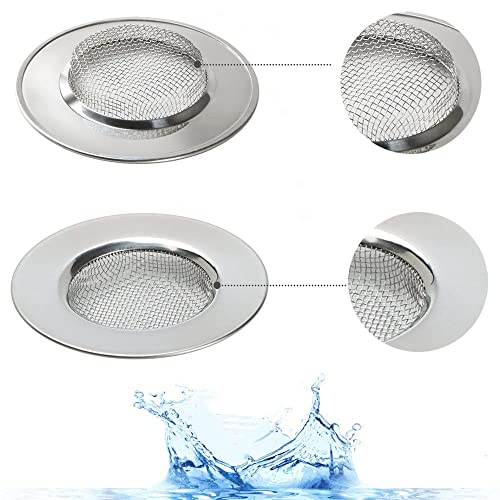 2 Piezas Bañera Fregadero Filtro, Acero Inoxidable Bañera Filtro, Cocina Filtro Drenaje, Colador Fregadero Acero Inoxidable, Adecuado para Baño, Fregadero de Cocina, Residuos de Filtro