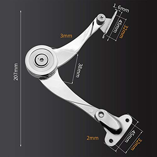 2 Piezas Bisagra de Soporte de Tapa,Bisagra de Soporte de Elevación Ajustable, Soporte Oculto, Marco de Mesa, Accesorios de Muebles, para Soporte de Tapas de Armario (con Tornillos)
