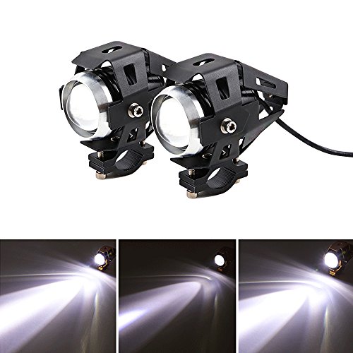 2 piezas Faros Delanteros de Motocicleta LED U5 de Focos Delanteros de Motocicleta 3000LM 3 modos de haz de luz alta y Parpadeo