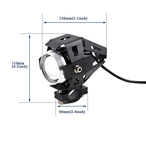 2 piezas Faros Delanteros de Motocicleta LED U5 de Focos Delanteros de Motocicleta 3000LM 3 modos de haz de luz alta y Parpadeo