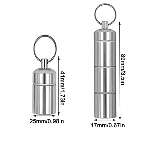 2 Piezas Pastilleros Lllavero, Pastillero de Bolsillo, Pastilleros de Bolsillo de Metal, Caja de Pastillas Impermeable, Pastillero de Aluminio Porta llaves Pastillero, Apto para Viajes y Acampadas