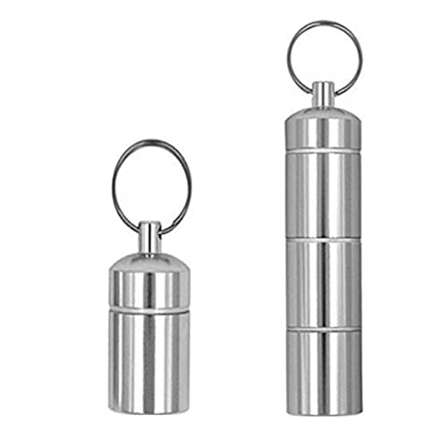 2 Piezas Pastilleros Lllavero, Pastillero de Bolsillo, Pastilleros de Bolsillo de Metal, Caja de Pastillas Impermeable, Pastillero de Aluminio Porta llaves Pastillero, Apto para Viajes y Acampadas