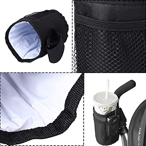 2 Piezas Portabotellas Botella Agua Bicicleta, Bolsas Botella Agua para Bicicleta, Soporte para Vasos de Bicicleta, Manillar Bolsas Botella Agua, para Cochecito, Scooter (Negro)