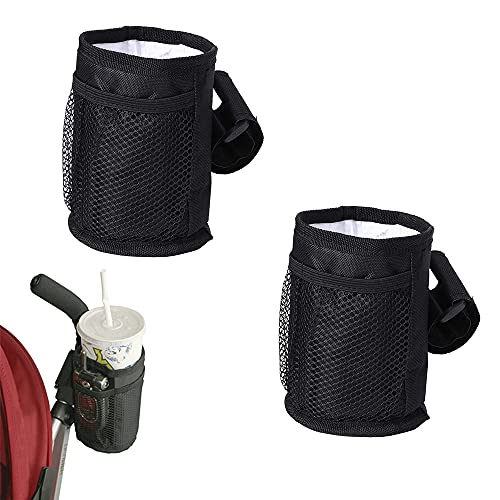 2 Piezas Portabotellas Botella Agua Bicicleta, Bolsas Botella Agua para Bicicleta, Soporte para Vasos de Bicicleta, Manillar Bolsas Botella Agua, para Cochecito, Scooter (Negro)