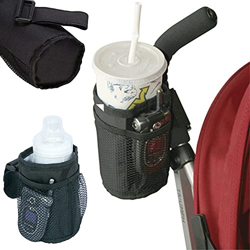 2 Piezas Portabotellas Botella Agua Bicicleta, Bolsas Botella Agua para Bicicleta, Soporte para Vasos de Bicicleta, Manillar Bolsas Botella Agua, para Cochecito, Scooter (Negro)