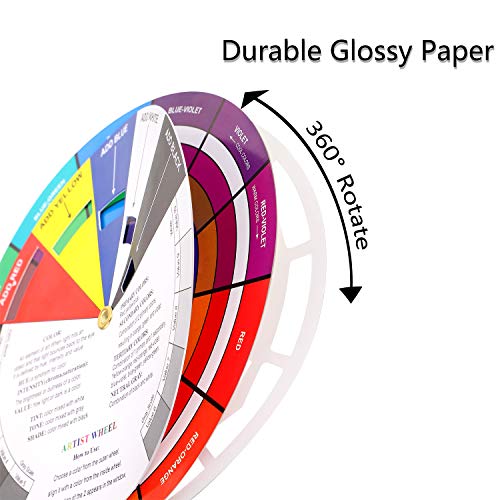 2 Piezas Rueda de Artista de Color, Guía de Aprendizaje de Mezcla de Pintura Herramienta de Enseñanza de Clase de Arte para Maquillaje Tablero de Mezcla Colores (5,5 Pulgadas/ 14 cm)
