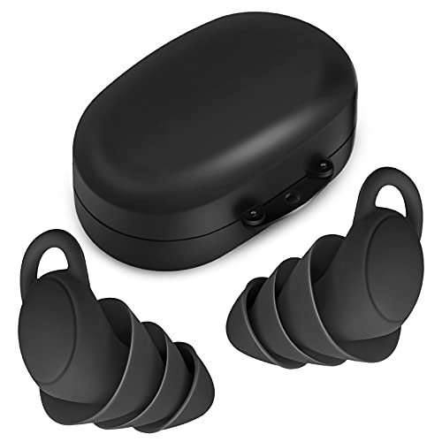 2 Piezas Tapones de Oídos de Dormir Tapones de Oídos de Silicona con Reducción Cancelación de Ruido Ultra Cómoda para Dormir Roncar Carreras Protección Auditiva (Negro)