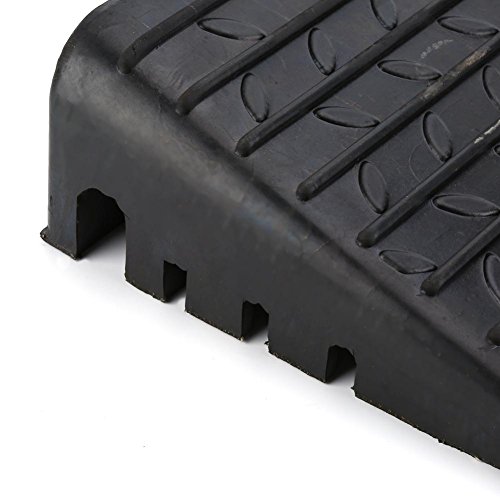 2 Rampas de coche resistente, rampas de goma negra para silla de ruedas con banda antideslizante para coche, caravana, barco, remolque, rampa para bordillos 485 x 300 x 95 mm