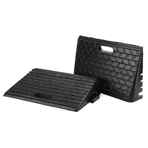 2 Rampas de coche resistente, rampas de goma negra para silla de ruedas con banda antideslizante para coche, caravana, barco, remolque, rampa para bordillos 485 x 300 x 95 mm