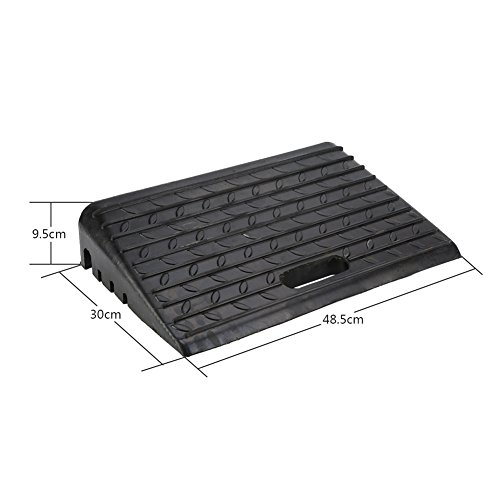 2 rampas negras para bordillos, rampas de goma, rampas portátiles para sillas de ruedas, para coches, caravanas, sillas de ruedas (48,5 x 30 x 9,5 cm)