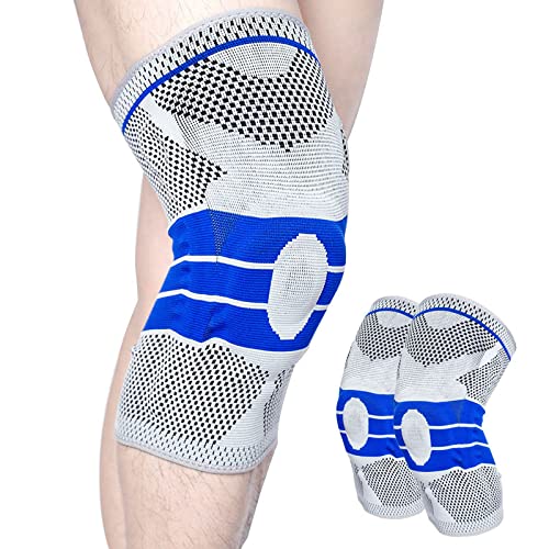 2 Rodilleras Portivas,Rodilleras EláSticas,Estabilizador RóTula Gel Silicona Y Soporte Resorte,Rodilleras Bisagras,Protector Rodilla Para Menisco,Artritis Por Desgarro,Correr,Hombres,Mujeres(M)