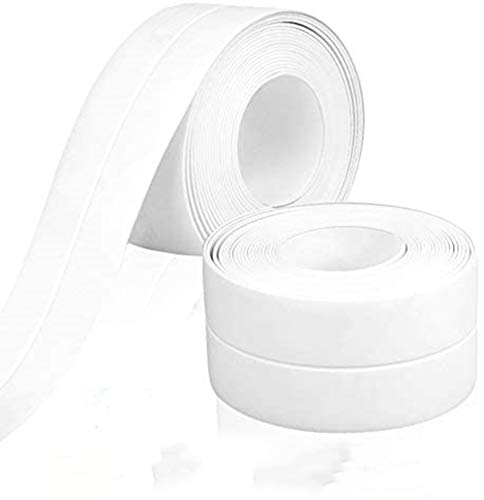 2 Rollos Cinta Selladora Resistente al Agua, cocina casera Impermeable a Prueba de Moho Cinta de Sellado Autoadhesivas para Baño Bañera, Cocina, Fregadero y Pared (3,8 cm * 3,2 m, blanco)