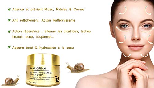 2 X CREMA BABA DE CARACOL ANTIARRUGAS, RESTAURADORA, REGENERATIVA, HIDRATANTE, LUCHA CONTRA EL ACNE, MANCHAS, CICATRICES - 50G