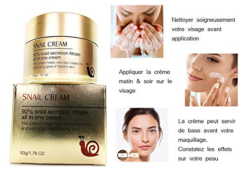 2 X CREMA BABA DE CARACOL ANTIARRUGAS, RESTAURADORA, REGENERATIVA, HIDRATANTE, LUCHA CONTRA EL ACNE, MANCHAS, CICATRICES - 50G