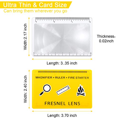 20 Lupas de Bolsillo de Plástico de Tarjeta de Crédito de Lentes Fresnel Regla de Arranque de Emergencia con Fuego Solar Aficiones de Supervivencia Compacta de Bushcraft Salón de Clases Exterior