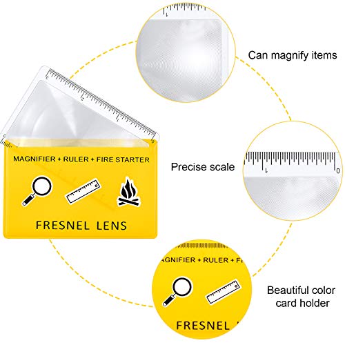 20 Lupas de Bolsillo de Plástico de Tarjeta de Crédito de Lentes Fresnel Regla de Arranque de Emergencia con Fuego Solar Aficiones de Supervivencia Compacta de Bushcraft Salón de Clases Exterior