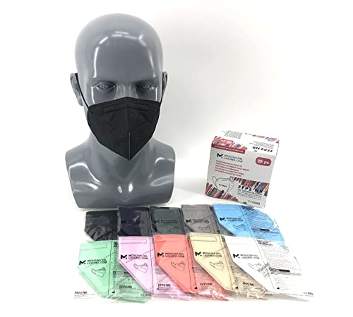 20 Mascarillas FFP2/KN95 Colores Mix Homologadas Certificación CE sin Válvula de 6 Capas, Máscara Protectora de Polvo, Mascarilla de Protección Personal con Filtros de Calidad BFE≥95, 20 Piezas