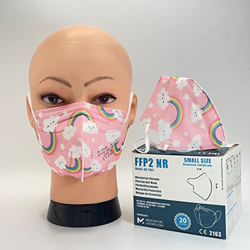 20 Mascarillas FFP2/KN95 Rosa Talla Pequeña Small Homologadas Certificación CE sin Válvula de 4 Capas, Máscara Protectora de Polvo, Mascarilla de Protección con Filtros de Calidad BFE≥95, 20 Piezas