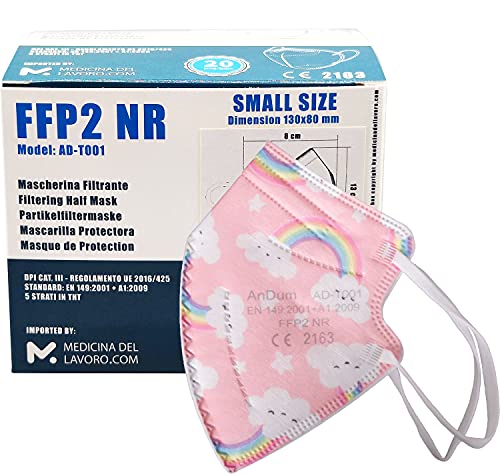 20 Mascarillas FFP2/KN95 Rosa Talla Pequeña Small Homologadas Certificación CE sin Válvula de 4 Capas, Máscara Protectora de Polvo, Mascarilla de Protección con Filtros de Calidad BFE≥95, 20 Piezas