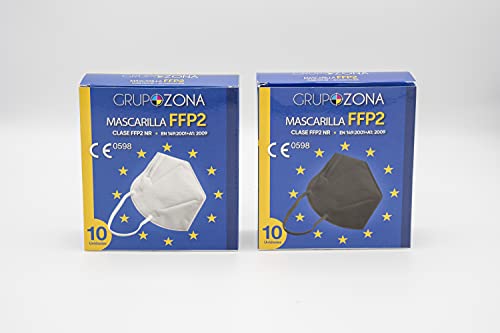 20 uds. Mascarillas FFP2 Pack 2 colores (Negro + Blanco), homologadas CE 0598 EN 149: 2001+A1: 2009, filtrado de 5 capas - Mascarillas ffp2 SIN GRAFENO