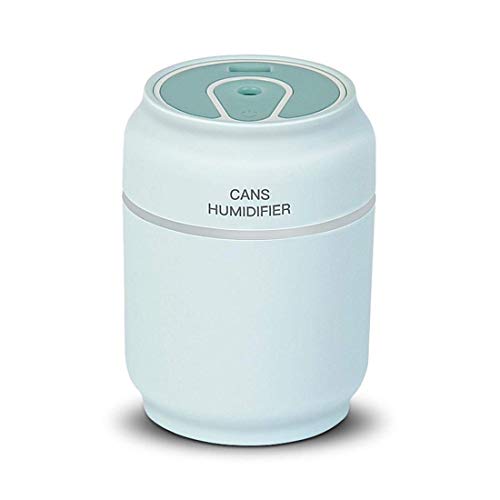 200 ml Mini Humidificador Ultrasónico Latas Humidificador con Diseño de Respiración Luz Nocturna Ventilador Doble Anti-Dirt Cover