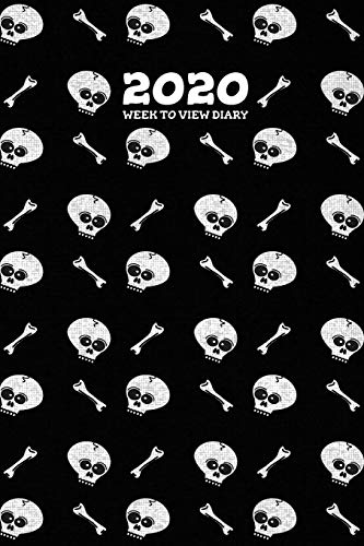 2020 Week To View Diary: Skull and bones themed diary (Black) with week to view and month to view planners. Includes habit tracking and goal ... important contacts, and dotted note paper.