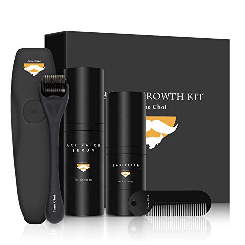 2021 Kit De Barba,Jane Choi Kit Natural Barba Cuidado Para Hombres Contiene Suero Activateur+Rodillo De Barba+Spray +Peine Productos Barba