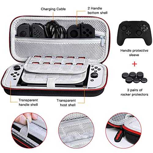 [22 en 1] GTAplam Case Accesorios Kit Compatible con Nintendo Switch OLED, Paquete De Accesorios De Viaje con Estuche De Transporte Protector De Pantalla Agarres para El Pulgar Tapas Y Más