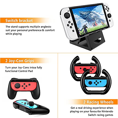 [22 en 1] GTAplam Case Accesorios Kit Compatible con Nintendo Switch OLED, Paquete De Accesorios De Viaje con Estuche De Transporte Protector De Pantalla Agarres para El Pulgar Tapas Y Más