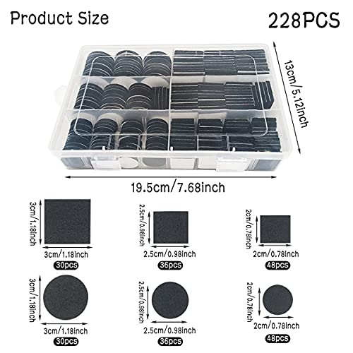 228 Piezas Almohadillas de Fieltro para Muebles,Protector de Fieltro,Protectores de Piso,Almohadillas de Fieltro Autoadhesivas,Fieltro Negro Adhesivo para Sillas,Mesas,Suelo