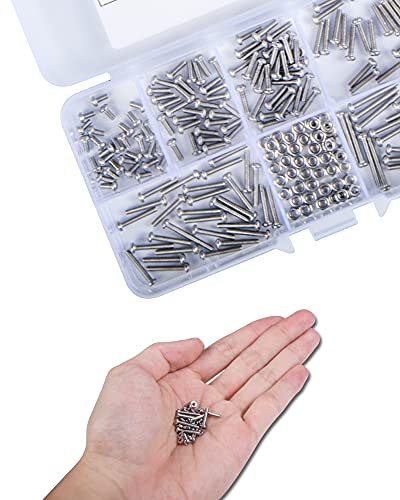 230 Piezas Juego de Tornillos y Tuercas - M2 Tornillo de Cabeza de Botón Surtido Kits con Caja de Almacenamiento + Llaves Allen, Acero Inoxidable SPDYCESS