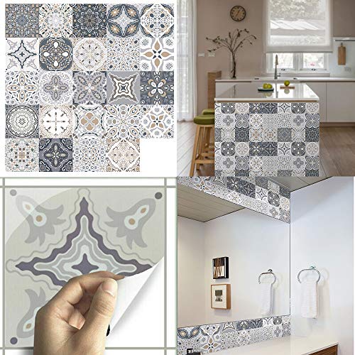 24 Pegatinas para Azulejos de Pared, Adhesivo de Pared, Pegatinas de Baldosas, Calcomanías Autoadhesivas de Vinilo para Cocina, Sala de Estar, Baño, Decoración del Hogar (20cm x 20cm)