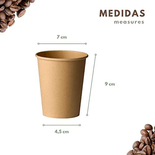 250 Vasos Desechables de Café para Llevar - Vasos de Cartón Kraft de 200ml Biodegradables Tazas de Te para Bebidad Frias y Calientes Compatible con Cafeteras Nespresso y Dolce Gusto …