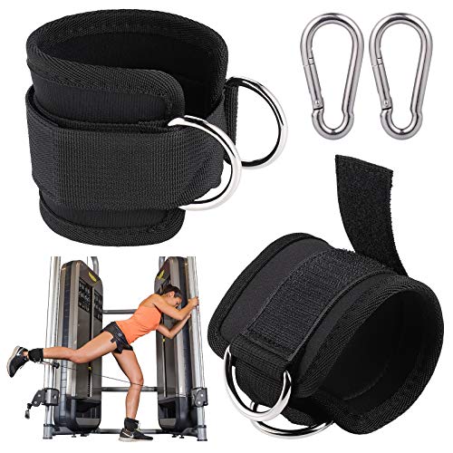 2Pcs Ajustable Tobillera para Cable Máquina, Cómoda Tobillera Deportiva Gimnasio Accesorio de Cable para Hombre & Mujer Extensiones de Piernas, Tobilleras Polea para Abdominales Glúteos Entrenamientos