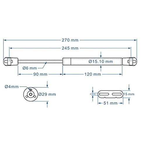 2PCS Amortiguadores de Gas 100N, Resorte de Compresión para Puertas Armario, Bisagras Resortes Armario con Tornillos, Pistones a Gas Muebles Cocina Amortiguadores Muebles Bisagras Puertas Cocina