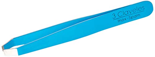 3 Claveles - Pinza De Depilar Color De 9 Cm, Pinza Cangrejo, Para Quitar Pelos Depilación, Acero Inox., Azul