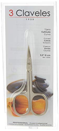 3 Claveles Tijeras De Manicura, Curvas, Acero Carbono - 3.5" (9 Cm), Para Cortar Cutículas, Niquelada, color Gris, 9 cm, 30 g