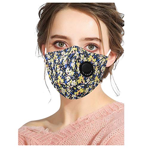 3 Piezas con 3 Bolsa de tela para guardar Adultos Mask_Mascarilla Pañuelos para el cuello, Diseño floral Reutilizables Algodon para Tela Suave Lavable pañuelos con agujero de respiración