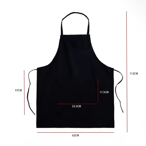 通用 3 Piezas Delantales  Impermeables Negros - Delantal Chefs Cocina para Cocinar/Hornear  Con Bolsillo para Hombres y Mujeres (Negro, 60x90cm)