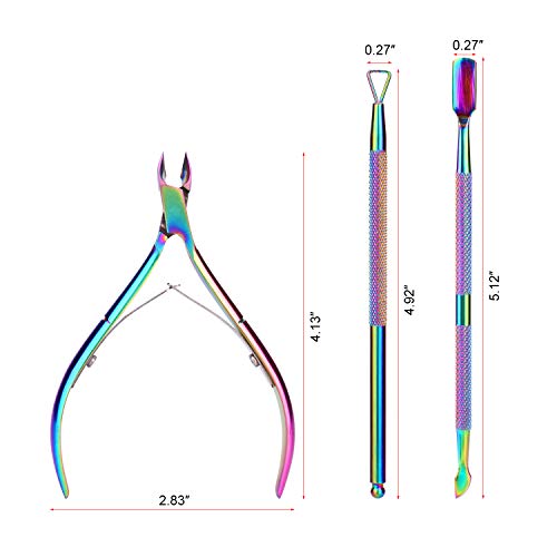 3 Piezas Pinza de Cutículas con Levantador de Cutícula Removedor de Cutícula de Acero Inoxidable y Herramienta de Belleza Cortador, Mwoot Alicates Cortaúñas, Pedicura y Herramientas de Manicura