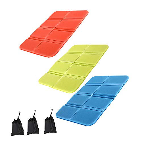 3 Piezas Plegable Almohadilla Cojines Asiento, Estera Plegable, Cojín Plegable, Impermeable Térmico Aislante Cojín Asiento para Exterior, Camping, Turismo, Picnic Parque (3 Colores)