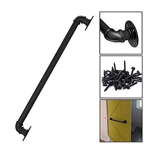 30CM -600CM Viento Industrial Pasillo Interior Interior Ático Muro Viejo Antideslizante Valla de pasamanos,tubo galvanizado de hierro forjado negro,Pasamanos de escalera(Color:Black,Size:80CM)