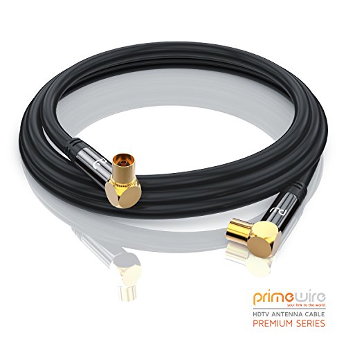 3,0m Cable de Antena HQ HDTV Premium - En ángulo 90 grado - Factor de blindaje 135 dB - Resistencia 75 ohmios - Cable coaxial HDTV Full HD - Clavija coaxial Macho en Acoplamiento Coax