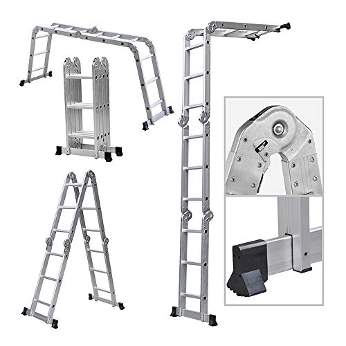 3,6 M/11,81 FT Escalera Telescópica de Aluminio Escalera Telescópica Portátil Escalera Plegable Multiusos