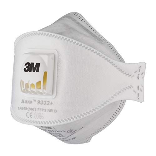 3M 9332PP - Mascarilla plegada con válvula, color blanco